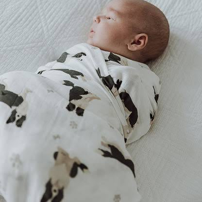 Smitten Bub Co. Border Collie Bamboo Cotton Muslin Wrap