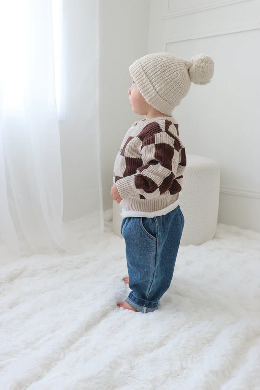 Blossom & Pear Checkered Knit Cardigan