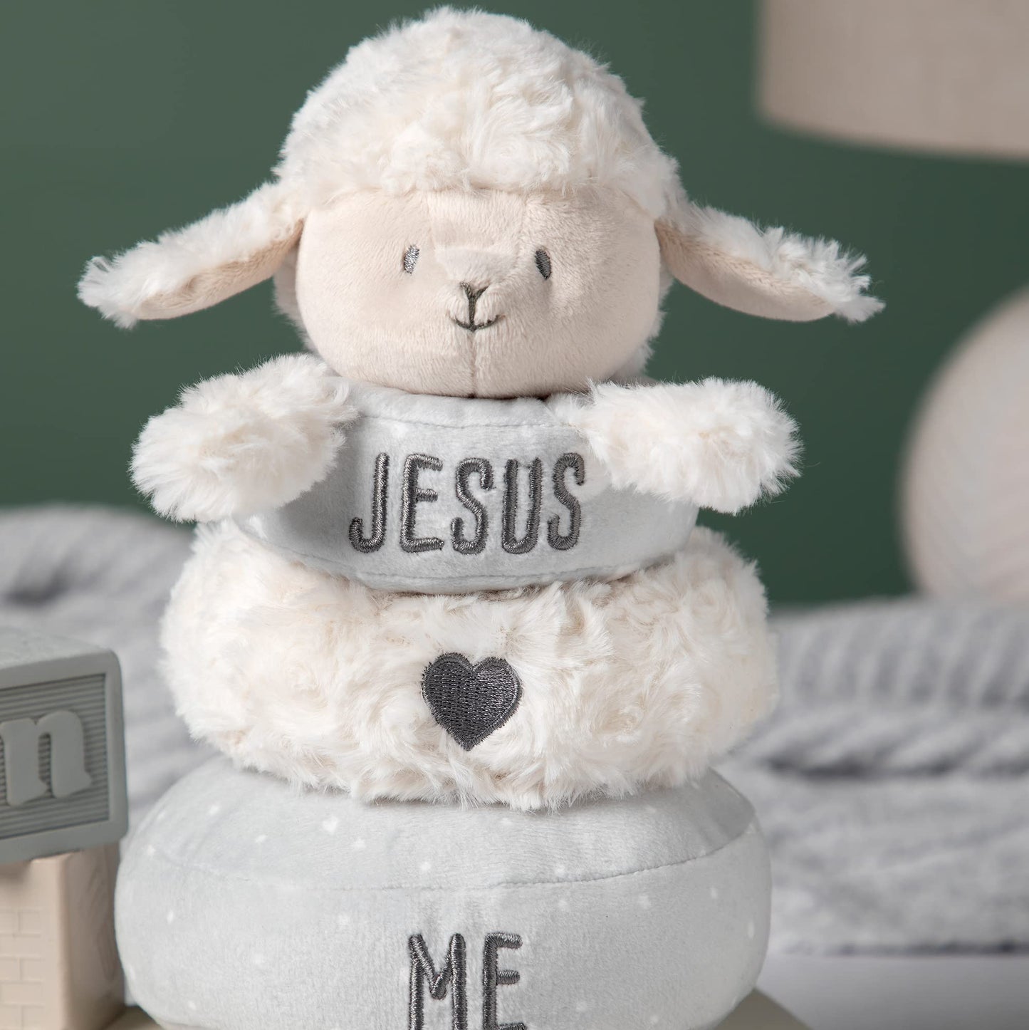 Demdaco Baby Jesus Loves Me Lamb Stackable Plush
