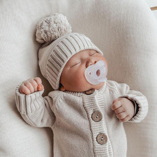 3 Little Crowns Textured Knit Beanie Mushroom