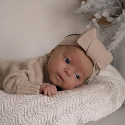 3 Little Crowns Textured Knit Topknot Mushroom