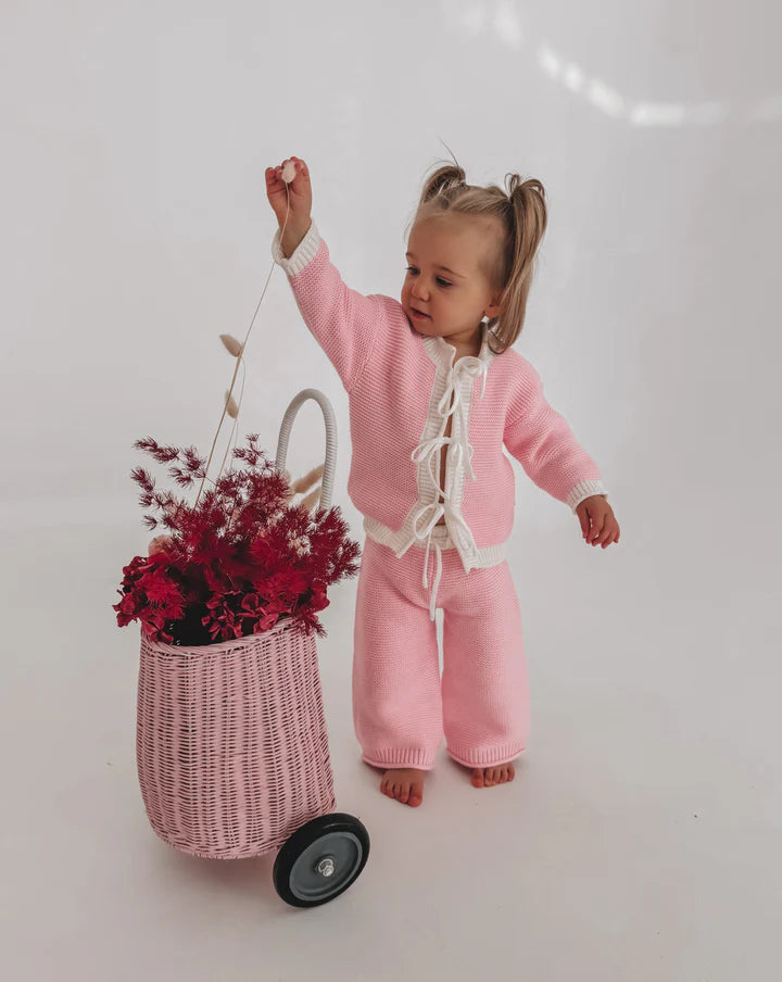 Indigo Dreams Chunky Tie Knit Cardigan Belle Pink