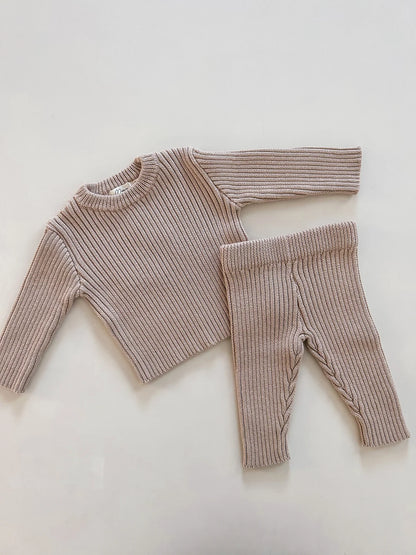 Petite + Co Classic Ribbed Set Teddy Brown