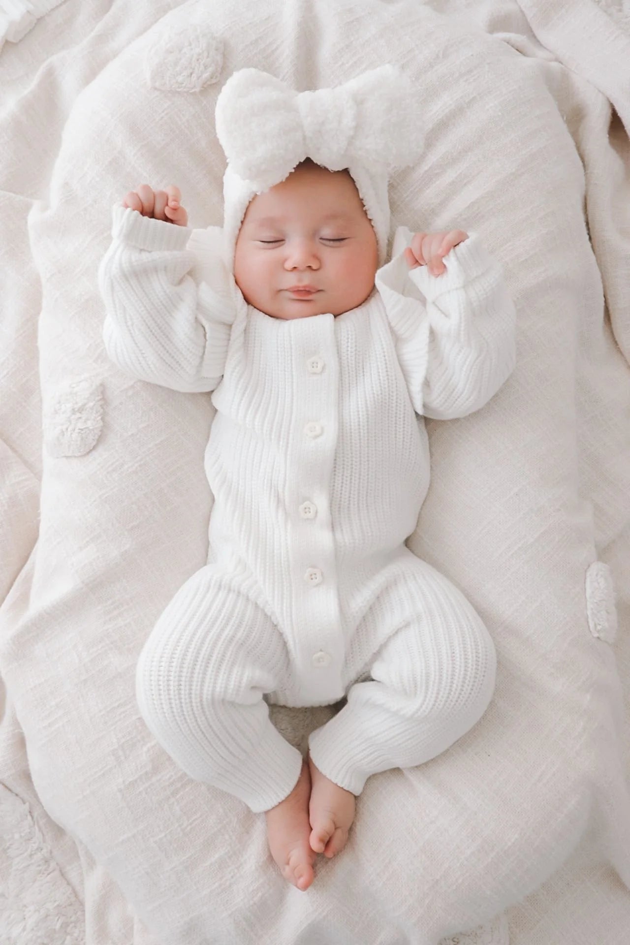 Petite + Co Long Flutter Ribbed Romper Milk