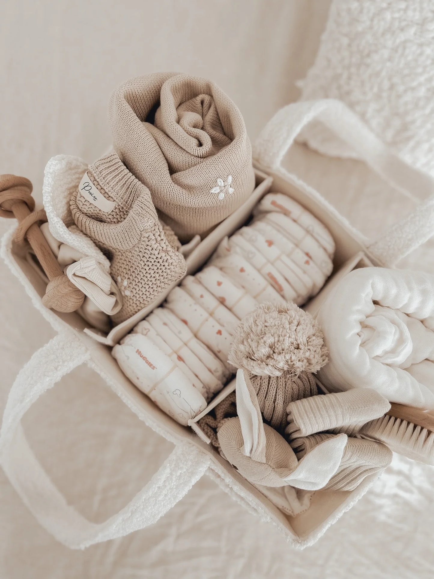 Petite + Co Nappy Caddy Organiser All Teddy Snow