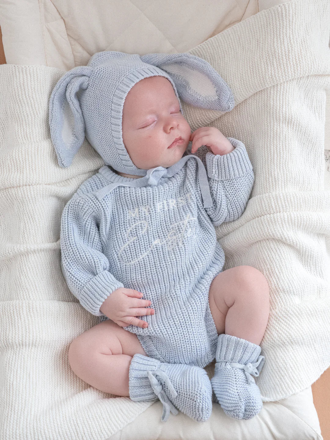 Blossom & Pear Flopsy Bunny Bonnet Powder Blue PREORDER
