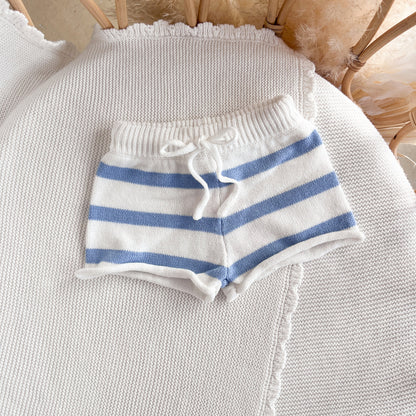 Blossom & Pear Kids Knit Shorts Blue & White