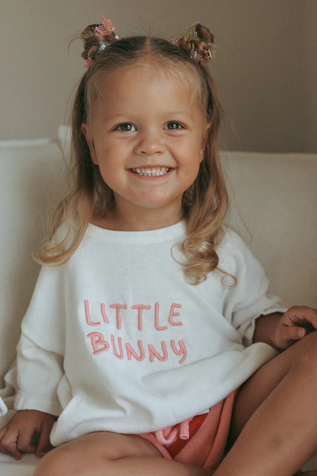 Blossom & Pear 'Little Bunny' Oversized Tee Pink Frill