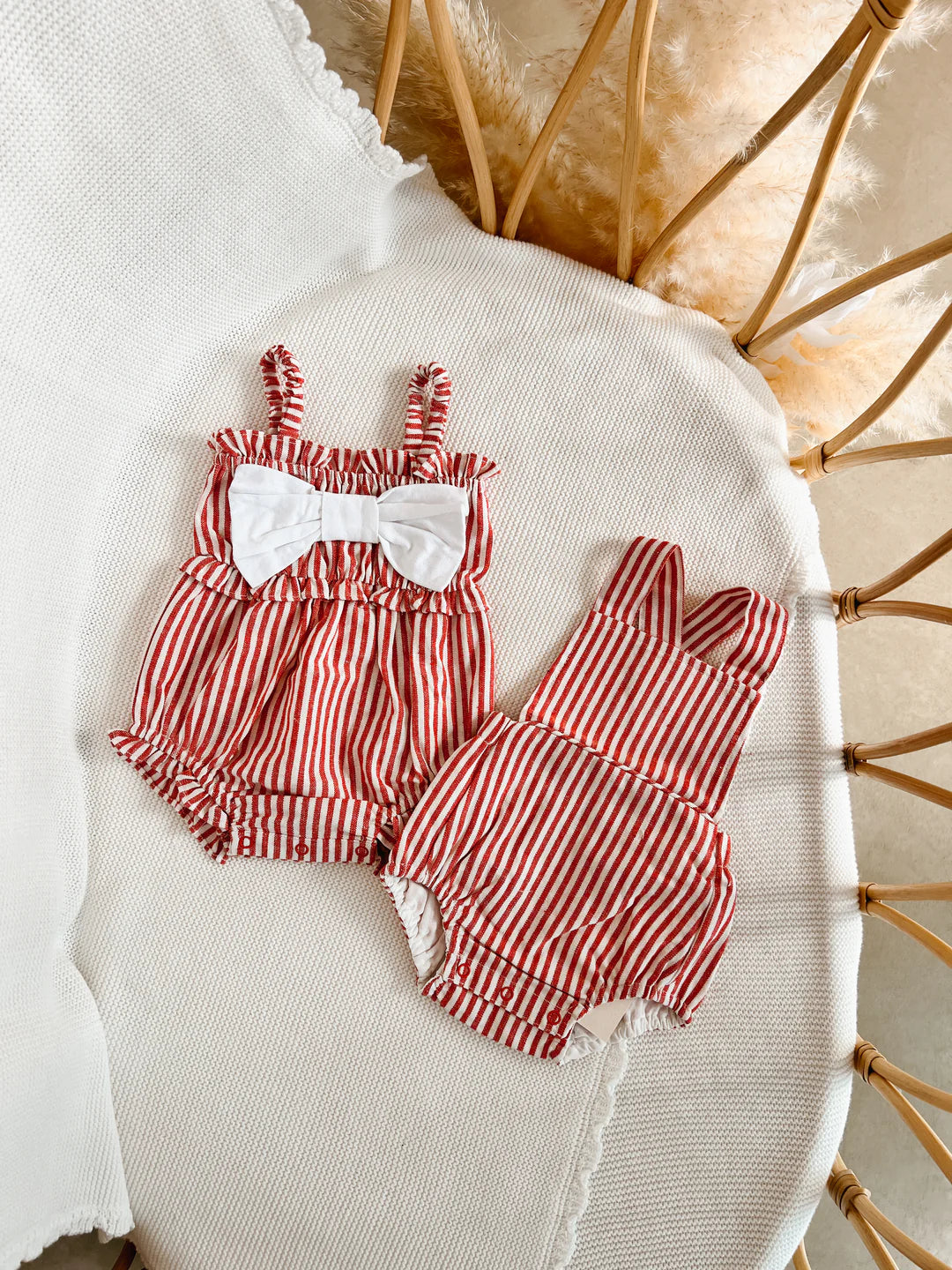 Blossom & Pear Candy Stripe Bow Romper