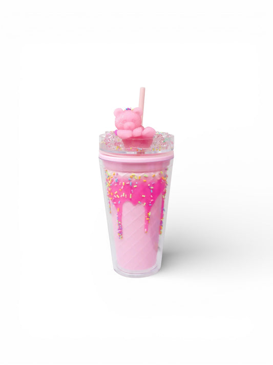 Pink Poppy Gummy Bear Drinking Cup Pink