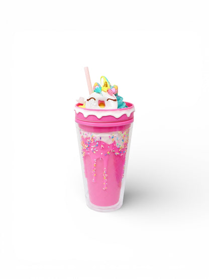 Pink Poppy Unicorn Donut Drinking Cup Pink