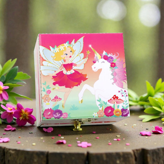 Pink Poppy Unicorn & The Pixie Fairy Musical Jewellery Box Small