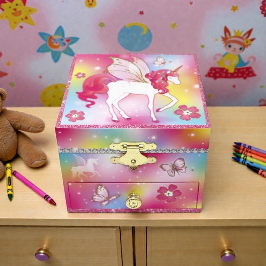 Pink Poppy Unicorn Dreamland Musical Jewellery Box Small