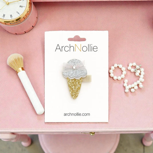 ArchNOllie Glitter Ice Cream Hair Clips Silver