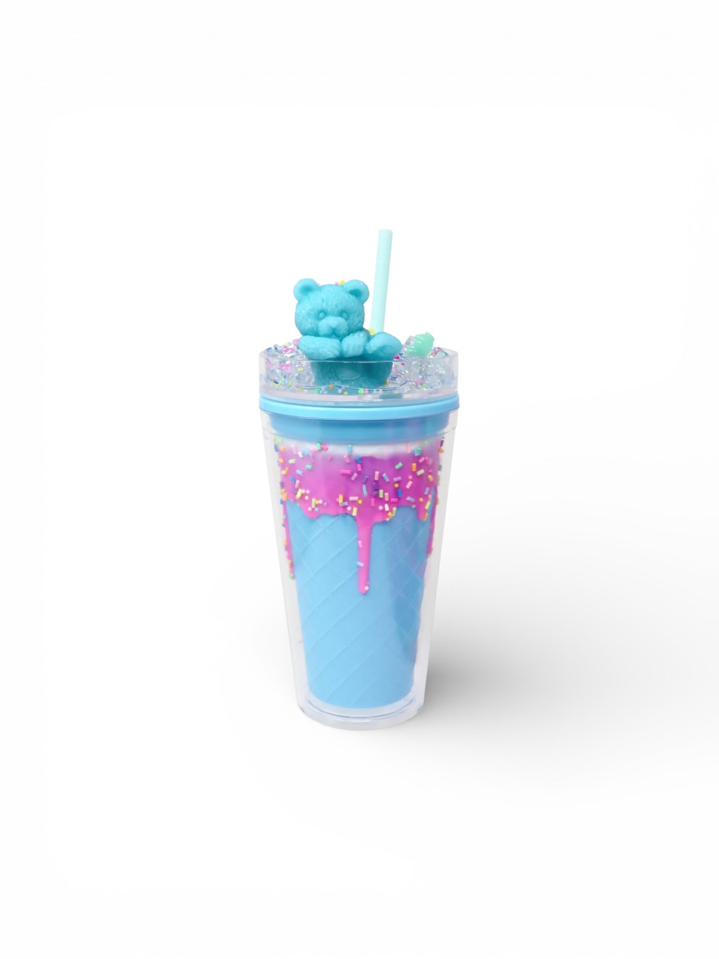 Pink Poppy Gummy Bear Drinking Cup Blue