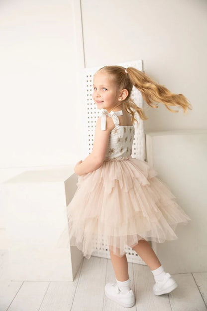 Cracked Soda Ellie Ruched Tutu Beige