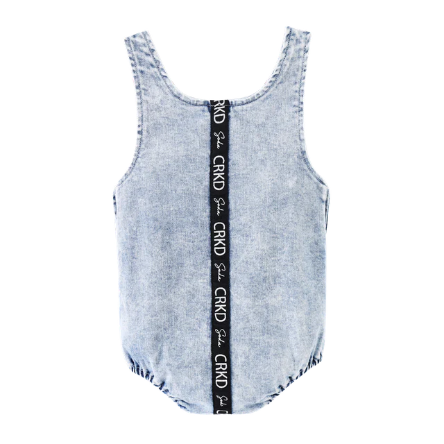 Cracked Soda Unisex Denim Summer Romper Blue