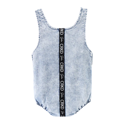 Cracked Soda Unisex Denim Summer Romper Blue