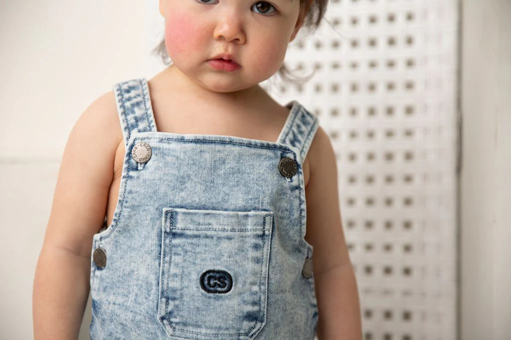 Cracked Soda Unisex Denim Summer Romper Blue