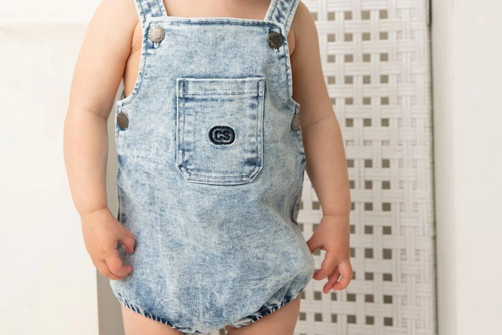 Cracked Soda Unisex Denim Summer Romper Blue