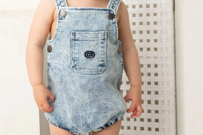 Cracked Soda Unisex Denim Summer Romper Blue