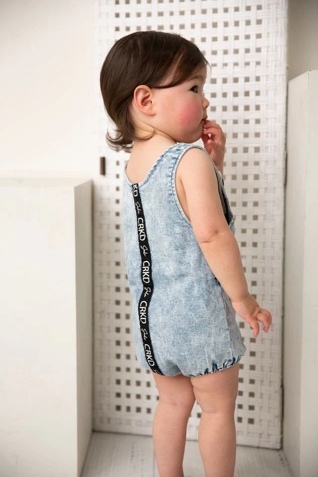 Cracked Soda Unisex Denim Summer Romper Blue