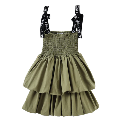 Cracked Soda Brooklyn Ruched Dress Khaki