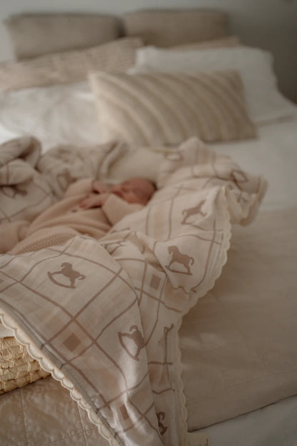 Pop Ya Tot The Rocking Horse Fur Lined Cot Blanket / Quilt