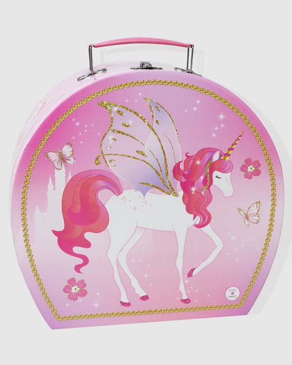Pink Poppy Unicorn Princess 15 Piece Tin Tea Set In Carry Case