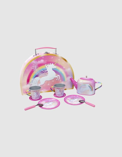 Pink Poppy Unicorn Dreamer 10 Piece Tin Tea Set in Carry Case