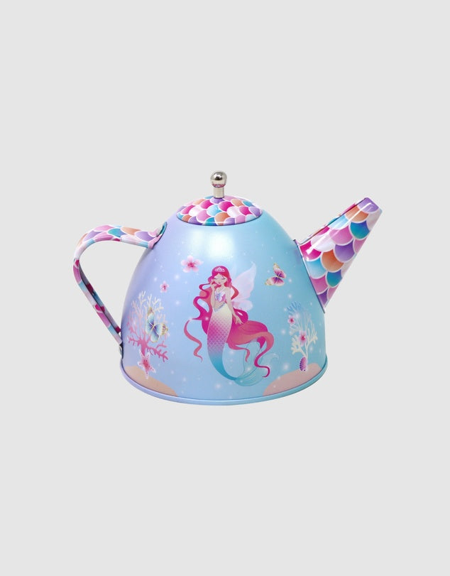Pink Poppy Shimmering Mermaid Tea Set in Basket
