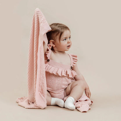 Aster & Oak Pink Heirloom Knit Blanket