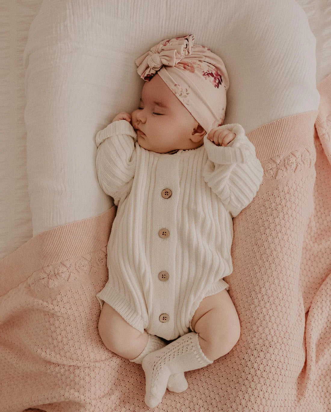 Aster & Oak Pink Heirloom Knit Blanket