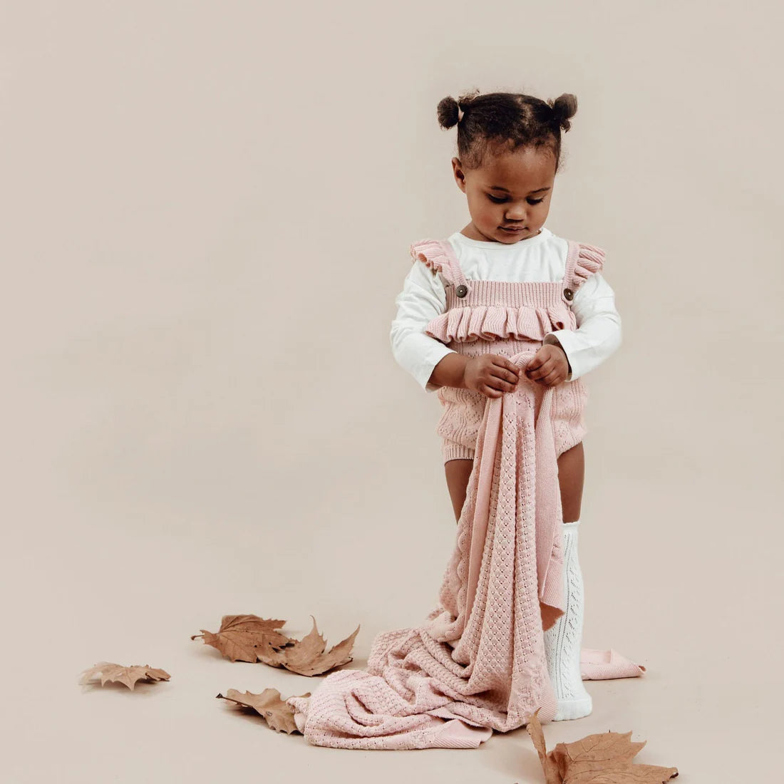 Aster & Oak Pink Heirloom Knit Blanket