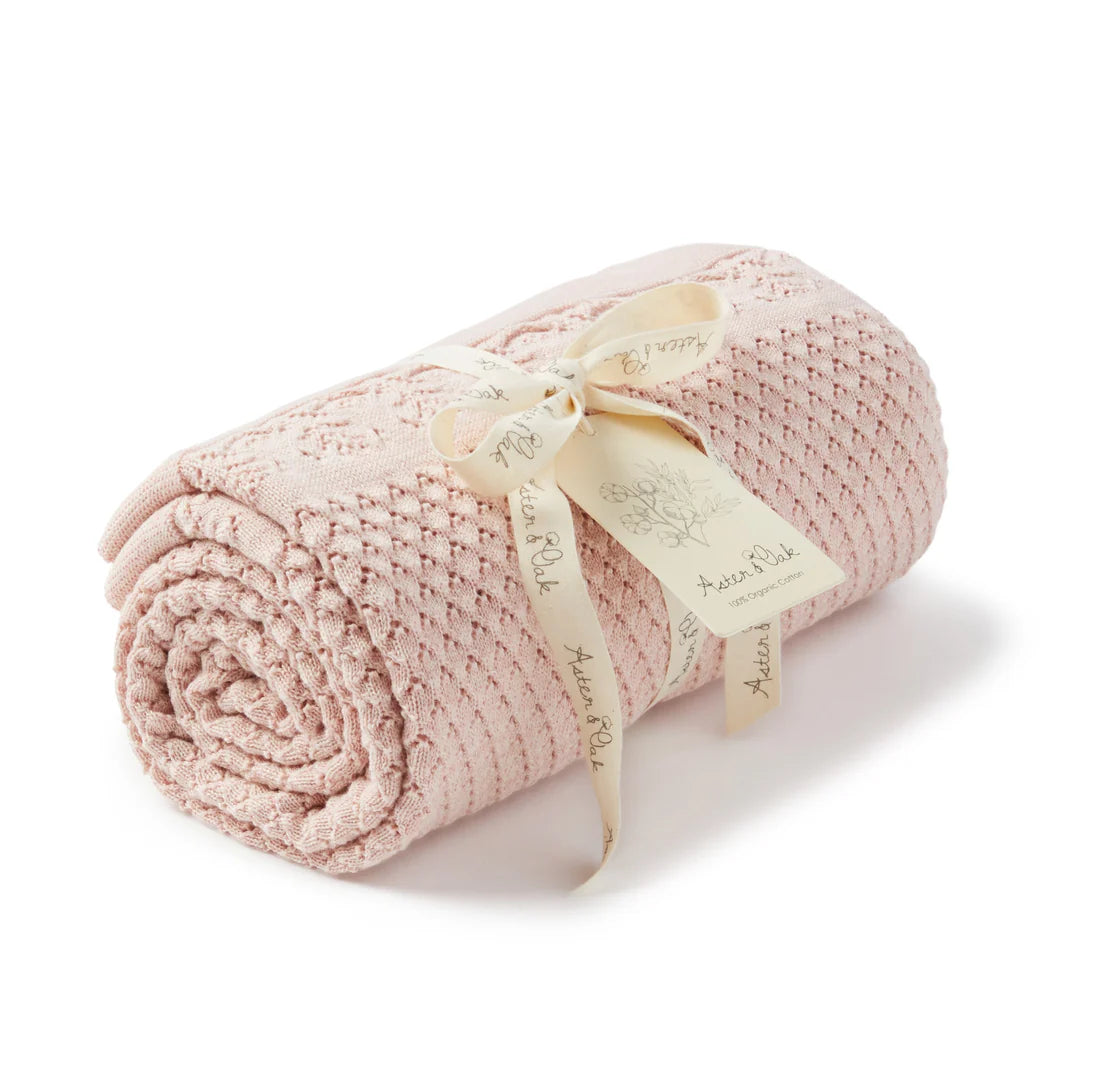 Aster & Oak Pink Heirloom Knit Blanket