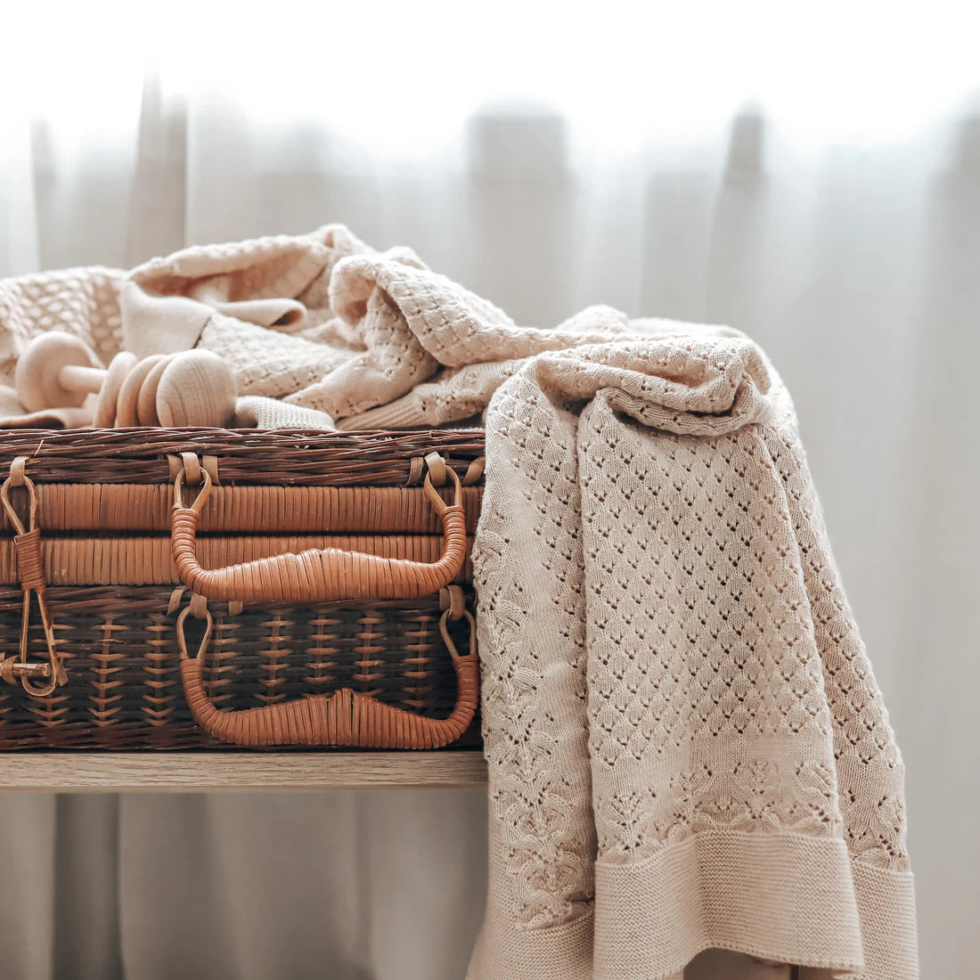 Aster & Oak Oatmeal Heirloom Knit Blanket