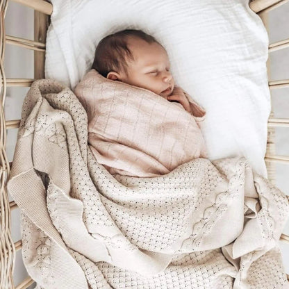 Aster & Oak Oatmeal Heirloom Knit Blanket