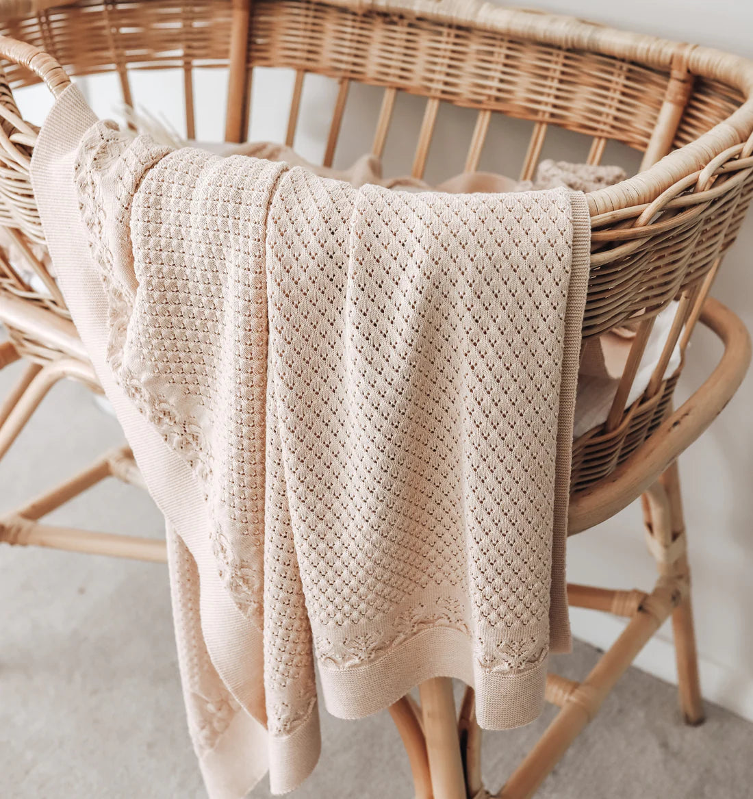Aster & Oak Oatmeal Heirloom Knit Blanket