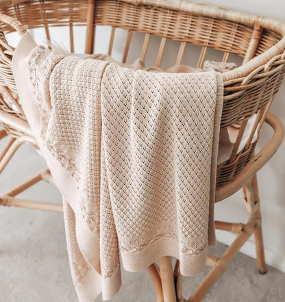 Aster & Oak Oatmeal Heirloom Knit Blanket