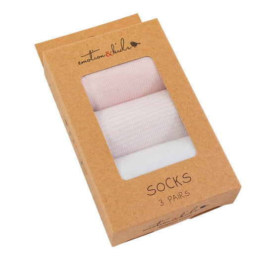 Emotion & Kids 3 Pack Socks Stripe Pink