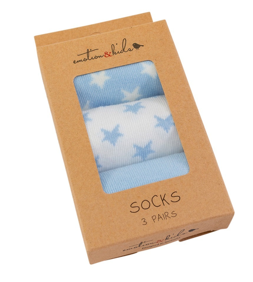 Emotion & Kids 3 Pack Socks Stars Blue