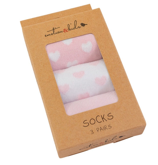 Emotion & Kids 3 Pack Socks Hearts Pink