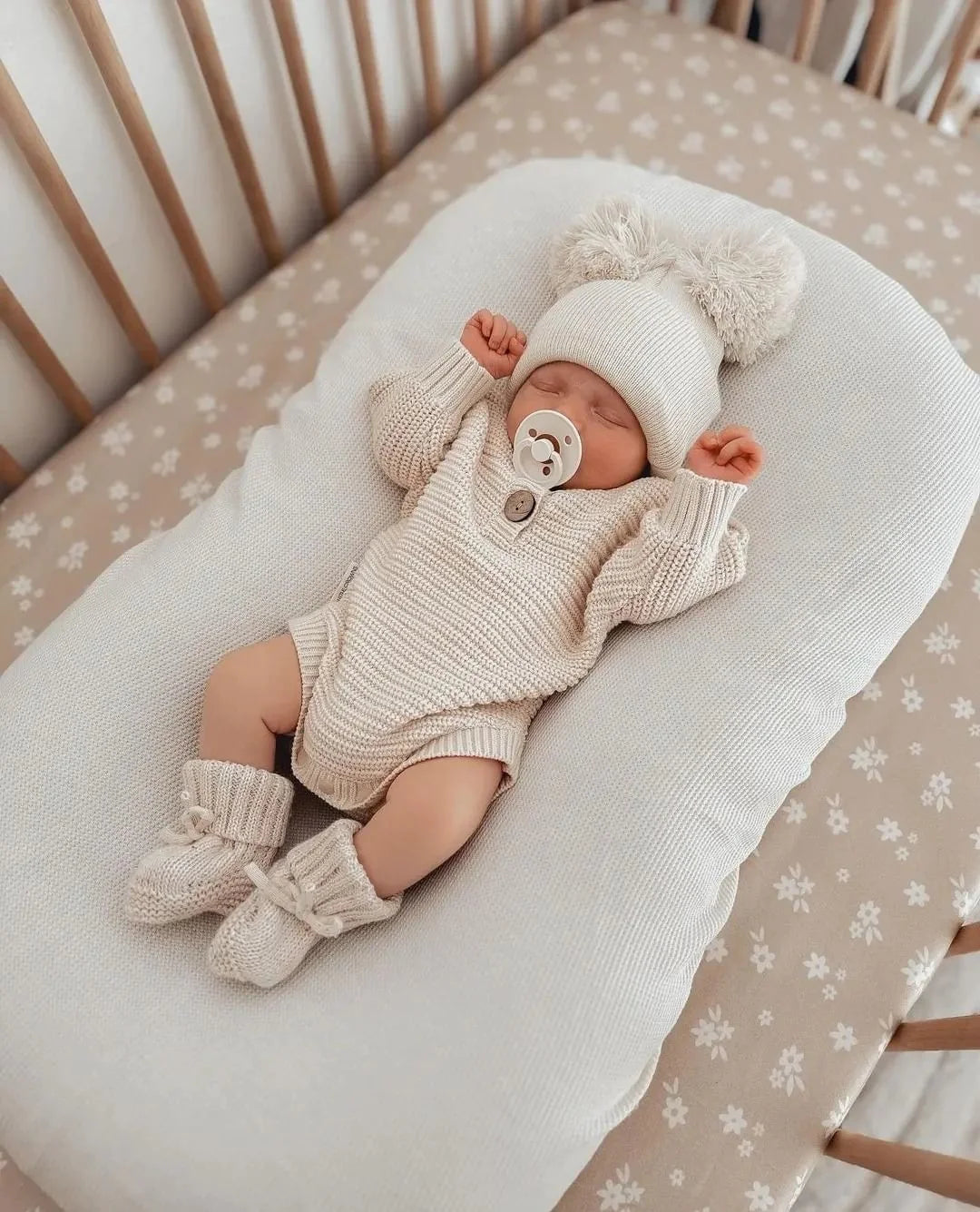 3 Little Crowns Textured Knit Bodysuit Oat