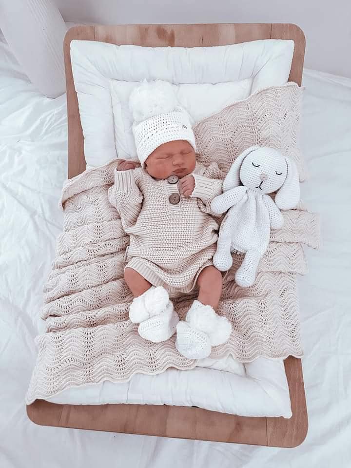 3 Little Crowns Textured Knit Bodysuit Oat