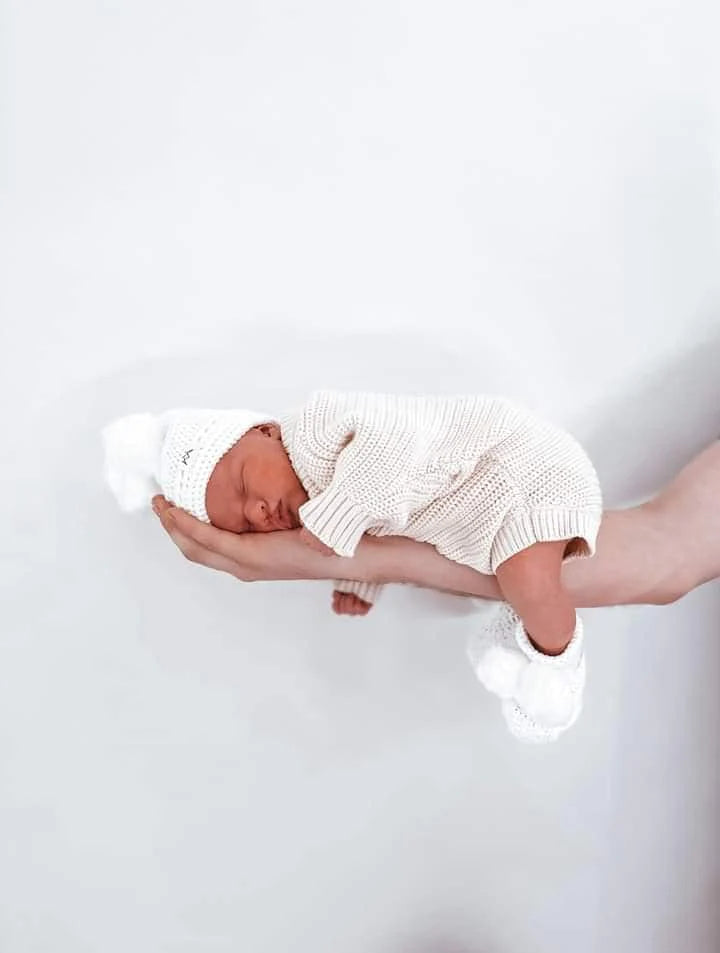 3 Little Crowns Textured Knit Bodysuit Oat