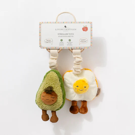 Living Textiles 2pk Stroller Toys Avocado & Egg On Toast