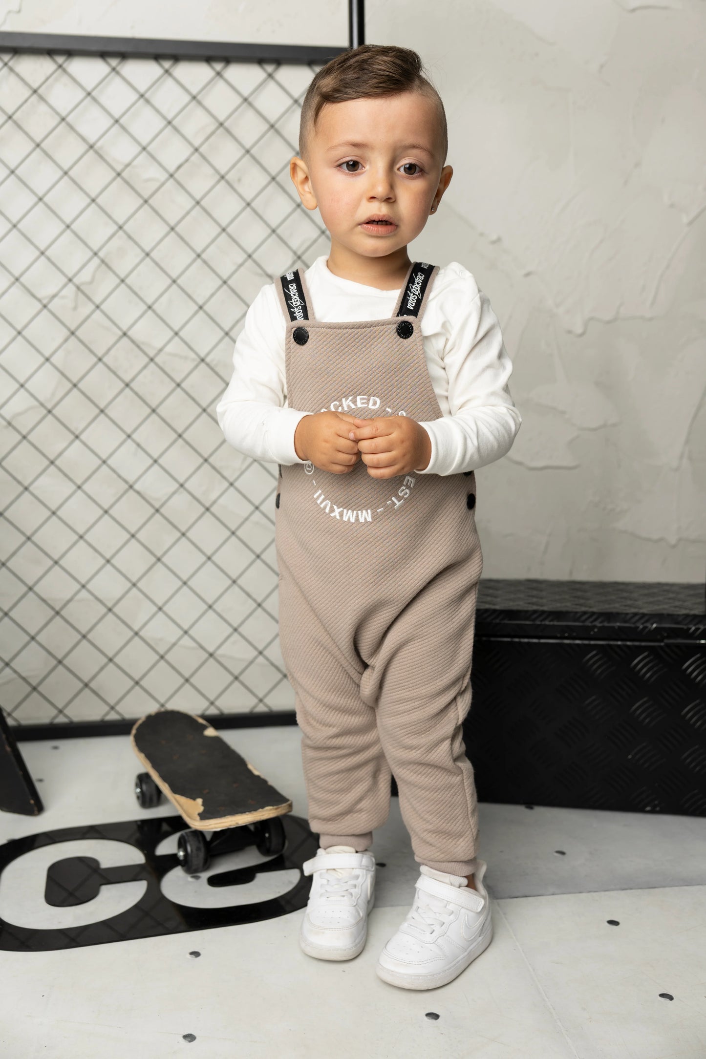 Cracked Soda Theodore Quilted Overall Set Truffle