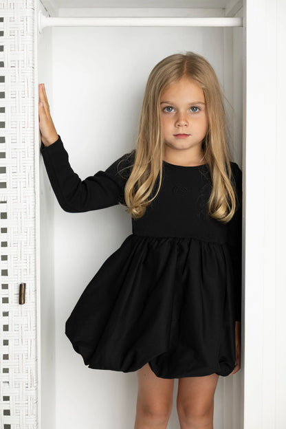 Cracked Soda Scarlett Detailed Bubble Dress Black