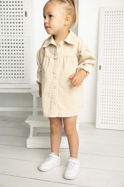 Cracked Soda Cora Denim Dress Beige