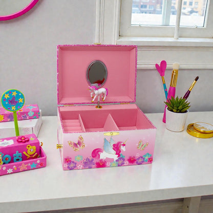 Pink Poppy Unicorn Rainbow Luxury Music Box